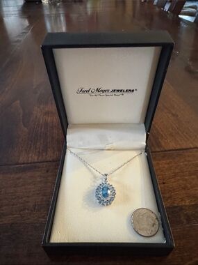 Fred Meyer Jewelers Blue Topaz Halo Necklace